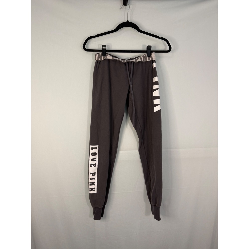 Victoria's Secret PINK‎ Joggers Women XS Charcoal Grey Graphic Sweatpants 326762